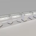 Jewelry Store Showcases with White Bases and Glass Tops Arranged in Row