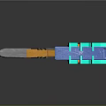 Sci Fi Axe With Blue Orange Elements Metallic Texture And Complex Geometric Design
