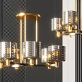 Modern Luxury Chandelier With Multiple Glass Shades And Brass Metal Frame For Interior Design