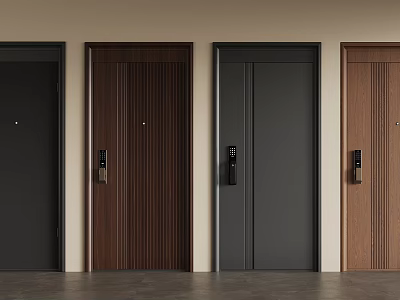 Modern Interior Doors With Various Colors Wooden Texture And Metal Handle Lock Design 3d model