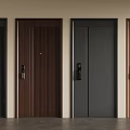 Modern Interior Doors With Various Colors Wooden Texture And Metal Handle Lock Design