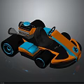 Modern Sporty Orange Black Blue Kart Design With Stylish Steering Wheel Seat And LED Wheels