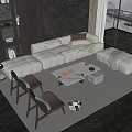 Modern Comfortable Sofa And Coffee Table Set With Upholstered Cushions In Living Room