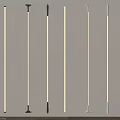 Different Designs Pendant Light Rods in Black White Wood Colors Arranged Neatly on Gray Background