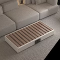 Modern Electric Foot Warmer Stool With White Frame And Wooden Slat Panel