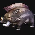 Fierce Fantasy Boar Game Character With Large Tusks Spiked Mane And White Stripes