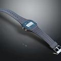 Fashion Accessory Modern Watch With Gray Rubber Strap Square Blue White Display Dial