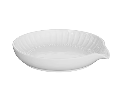 White Ceramic Baking Dish With Fluted Edge And Pour Spout For Kitchen Use 3d model