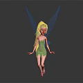 Magical Fairy Character With Brown Hair Green Dress Transparent Wings And Green Shoes