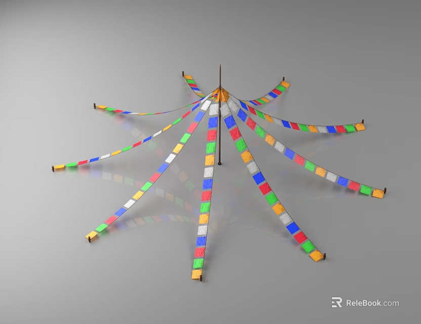 Colorful Cube Decorative Structure With Radial Metal Frame Design Elements 3d model 