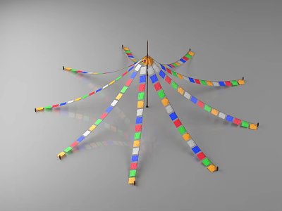 Colorful Cube Decorative Structure With Radial Metal Frame Design Elements 3d model
