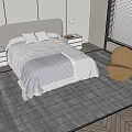 Modern Kids Bed with Soft Bedding Pillow and Nightstand on Carpet with Teddy Bear