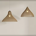 Quiet wind rattan chandelier 3d model
