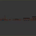 Detailed Red Brick Industrial Building Models With Factory Warehouse And Chimney