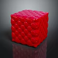 Elegant Red Cube Shaped Furniture Piece With Quilted Surface Pattern Design 3d model