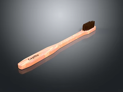 Capilo Toothbrush With Pink Handle And Brown Bristles For Daily Hygiene Use 3d model