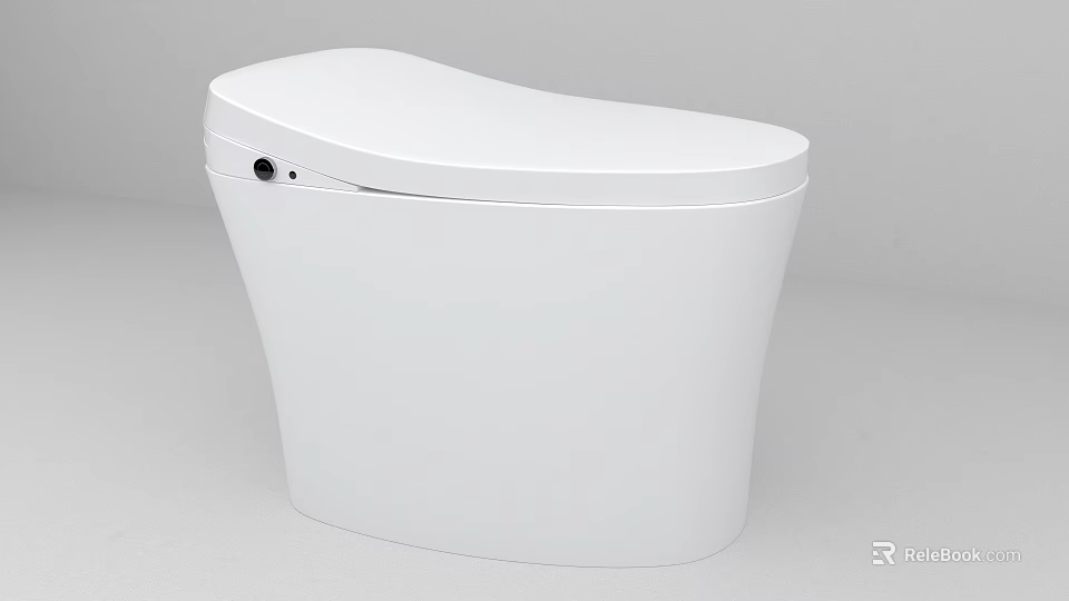 Sleek White Modern Toilet with Smooth Design and Bathroom Flush Button Features 3d model 