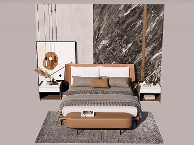 Modern Double Bed 3d model