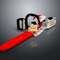 High Performance Chainsaw Featuring Red Chain Black Handle And White Body Design 3d model