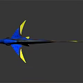 Vibrant Blue And Brown Fish With Yellow Tail And Reflective Surface