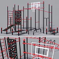 Multi Functional Outdoor Fitness Equipment With Climbing Frame Basketball Hoop And Pull Up Bars