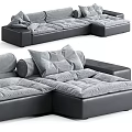 Modern Gray Sectional Sofa With Plush Cushions Soft Fabric And Corner Design 3d model