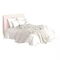 Cozy Double Bed With Pink Headboard White Pillows Light Colored Blanket And White Bed Sheets