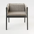 Modern Single Chair With Black Frame Light Gray Fabric Armrest Design