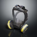 Black Gas Mask With Transparent Face Shield And Yellow Filters