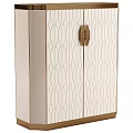 Modern Entryway Side Cabinet With Light Beige Geometric Pattern And Wooden Handle