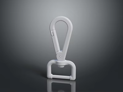 White Plastic Carabiner Hook With Secure Locking Mechanism And Sturdy Base Design 3d model