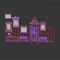 Architectural Wooden Display Cabinets With Vintage Decorative Frames And Ornate Structure