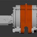 Orange And Silver Industrial Pump With Metal Casing And Mechanical Components 3d model