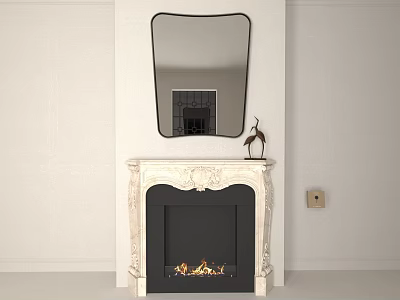 Ornate Fireplace Mantel With Elegant Carved Design And Decorative Mirror Above 3d model