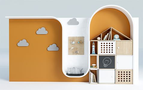 Modern Bookcase Children's Bookshelf Children's Bookcase Children's Storage Rack Children's Backwall 3d model