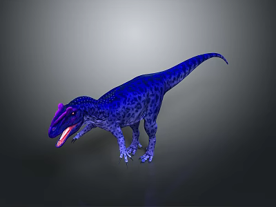 Stunning 3D Rendered Blue Dinosaur With Purple Spots And Open Mouth 3d model