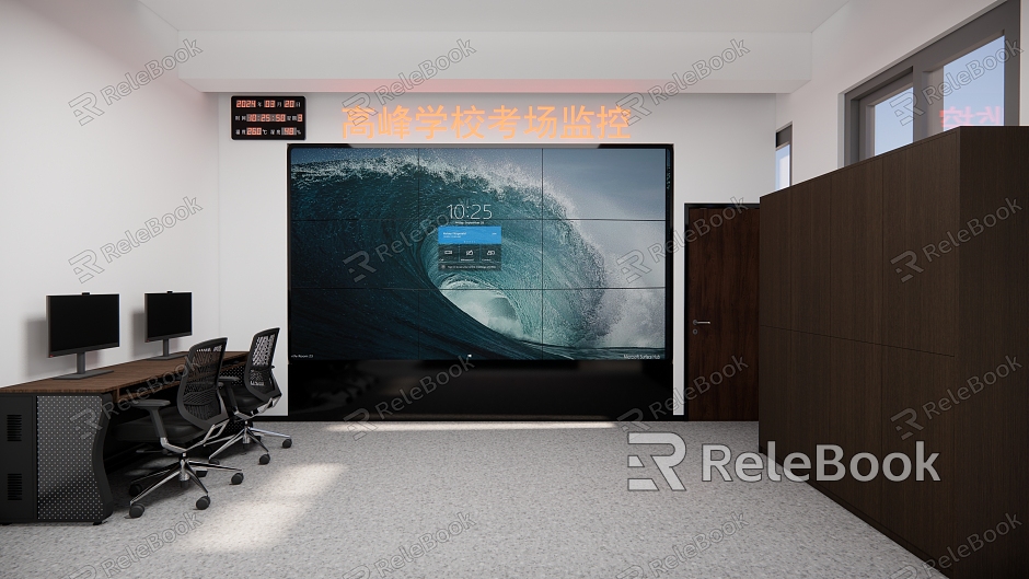 Monitoring room splicing screen electronic clock model