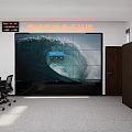 School Exam Room Monitoring Room Interior with Large Screen Display and Desk Chairs