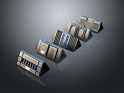 Modern Metallic Equipment With Blue Accents And Sleek Structure Arranged In Row 3d model