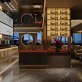 Elegant Restaurant Interior With Dining Tables Chairs Wall Art Decorative Plants And Pendant Lights