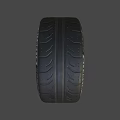 Car Tire With Modern Alloy Wheel Rim Black Spoke Design And Branded Sidewall