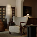 Cozy Living Room Interior With Beige Sofa Wooden Coffee Table Floor Lamp Window Blinds And Chairs