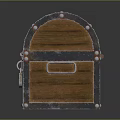 Vintage Wooden Treasure Chest With Metal Straps Lock And Rivets