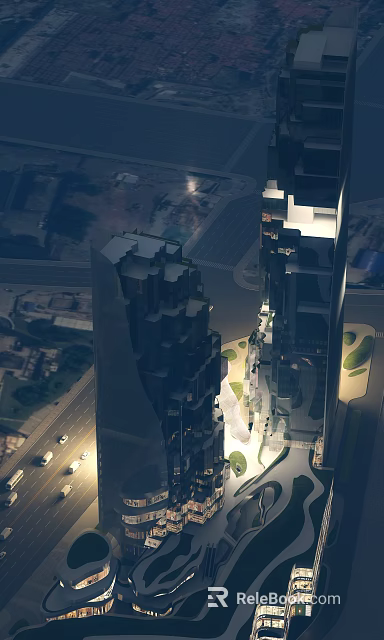 Modern High Rise Residential Building With Unique Architectural Design And Urban Green Spaces 3d model 