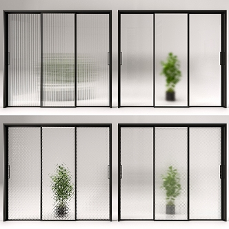 Glass door combination 3d model