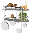 Commercial Serving Cart White Three Tier Mobile With Fruits Bottled Drinks And Decorative Items