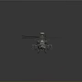 Detailed Military Helicopter 3D Rendering With Rotor Blades Cockpit And Metallic Finish