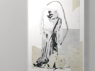 Abstract Black And White Figure Collage Artwork With Mixed Media Elements 3d model