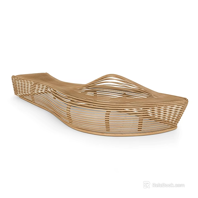 Woven Rattan Outdoor Chair With Curved Design And Comfortable Seat Structure 3d model 