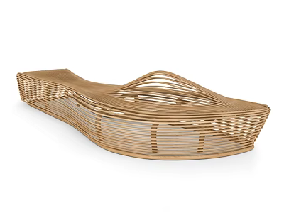 Woven Rattan Outdoor Chair With Curved Design And Comfortable Seat Structure 3d model